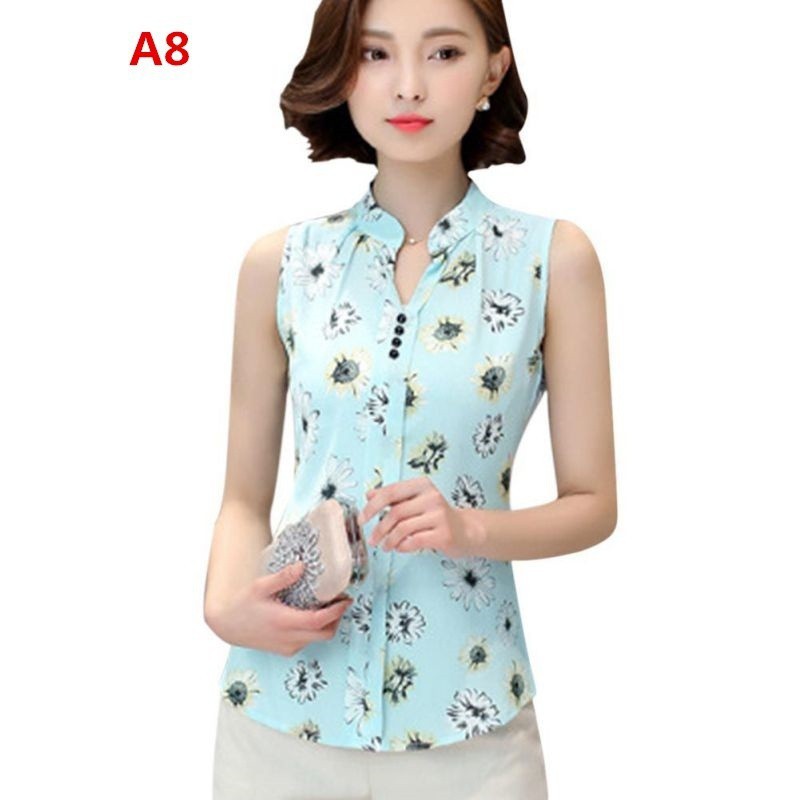 Áo Chiffon không tay cổ V thời trang | BigBuy360 - bigbuy360.vn