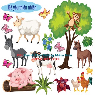 Decal Dán Tranh Góc Thiên Nhiên Trang Trí Lớp Học Mầm Non, Tiểu Học, Mẫu giá, Nhà Trẻ