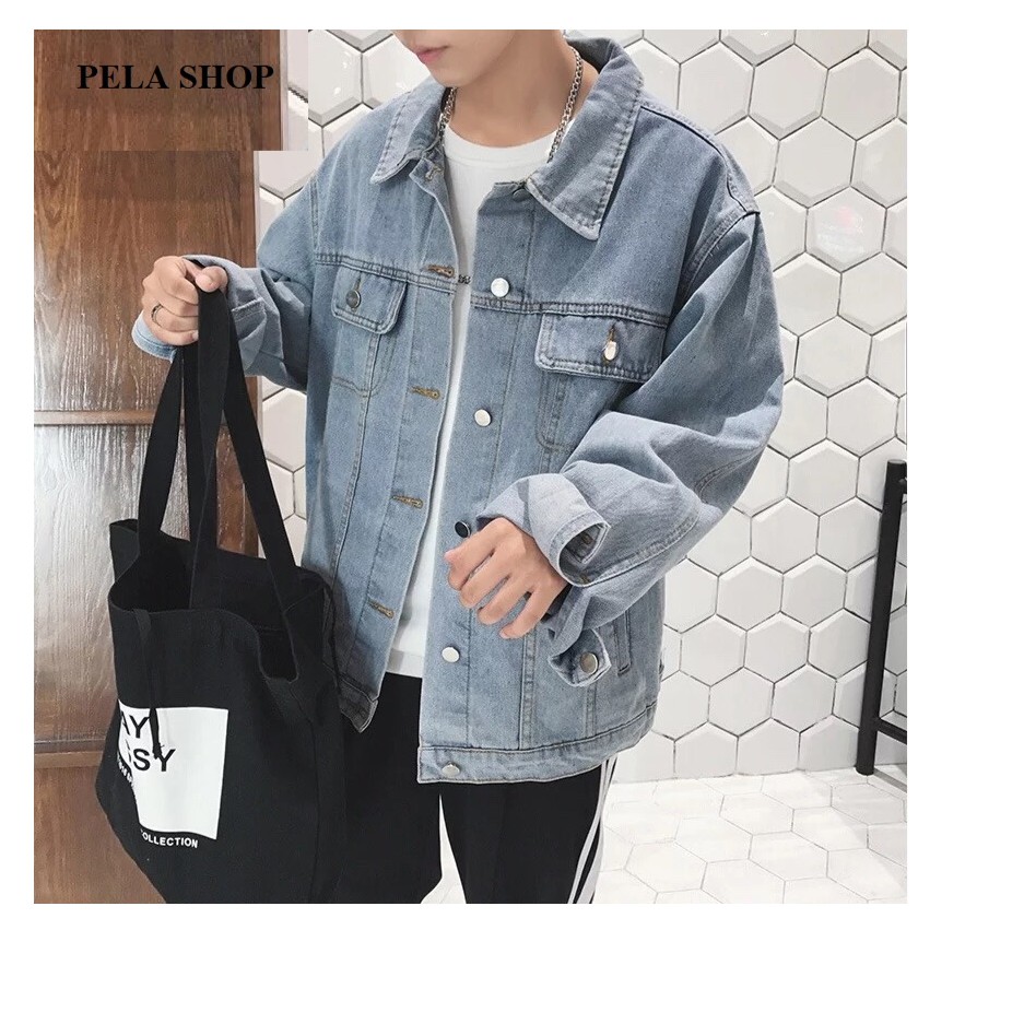 ÁO KHOÁC JEAN NAM XANH NHẠT TRƠN V3333