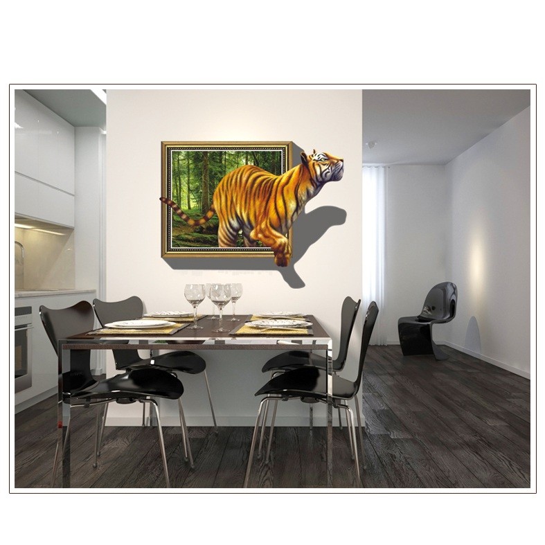 Decal dán tường decal trang trí hổ 3D BINBIN PK31 (Có keo sẵn)