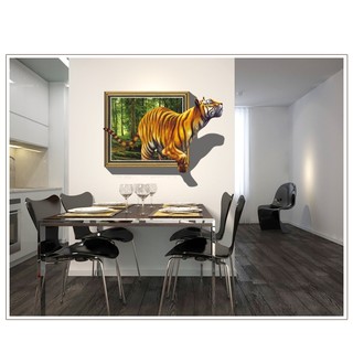 Decal dán tường decal trang trí hổ 3D BINBIN PK31 (Có keo sẵn)
