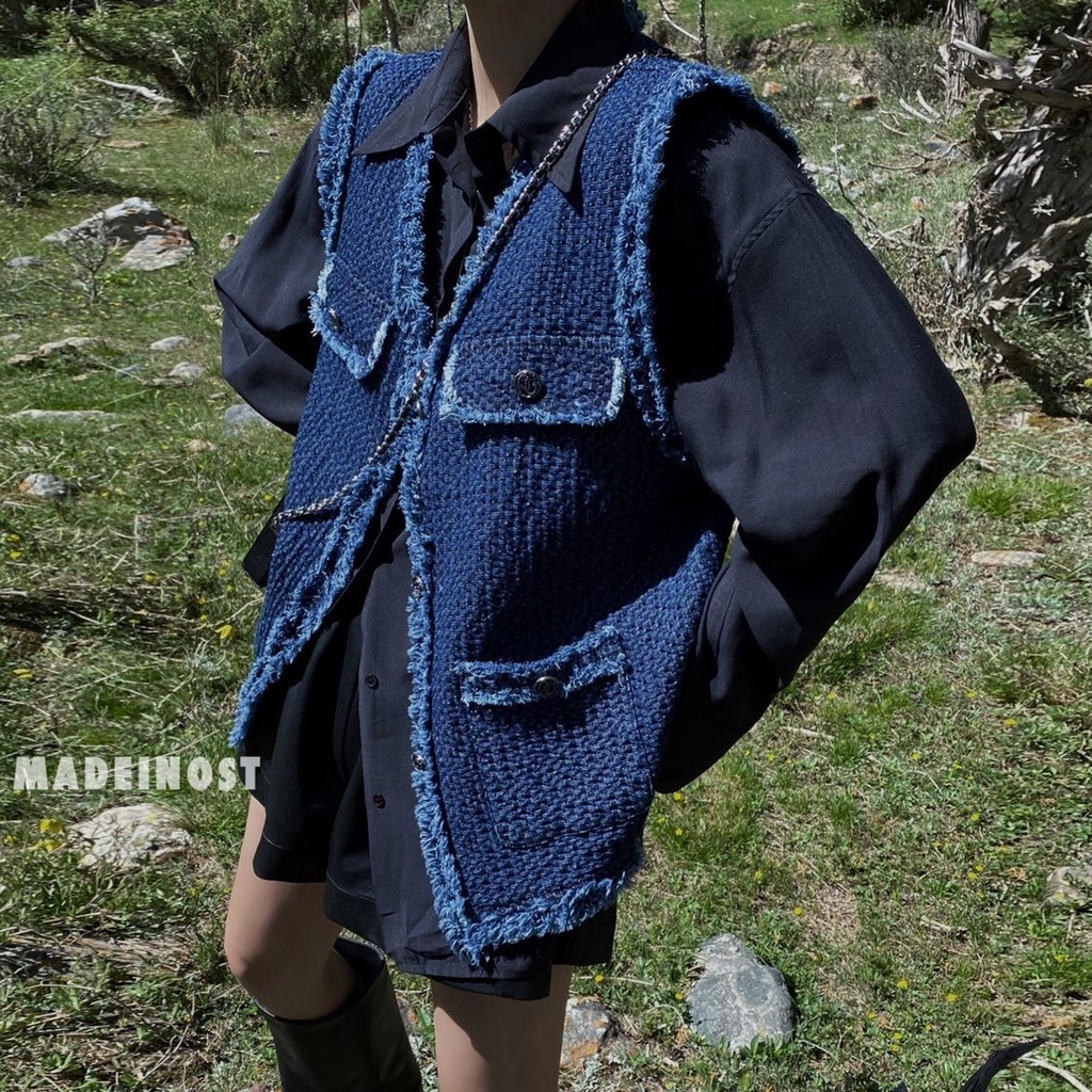 Áo Khoác Denim Không Tay Dáng Rộng Thời Trang Hàn Quốc Dành Cho Nữ