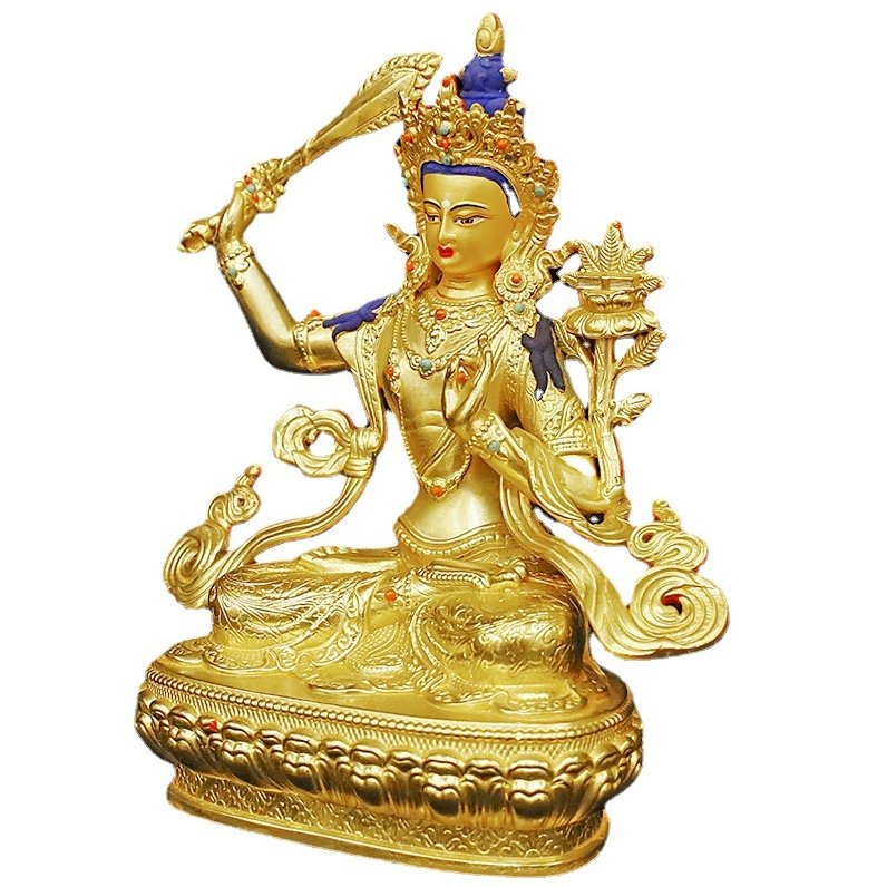 Tôn Tượng Đức Phật Văn Thù Sư Lợi Bồ Tát Quan Âm Đồng Mạ Vàng