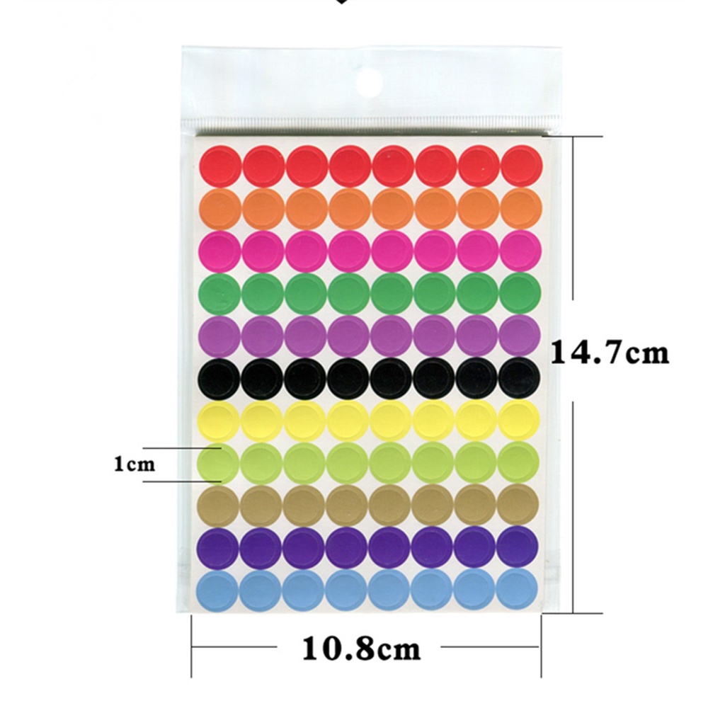 Set 880 / 10 Tấm Nhãn Dán Tròn Nhiều Màu