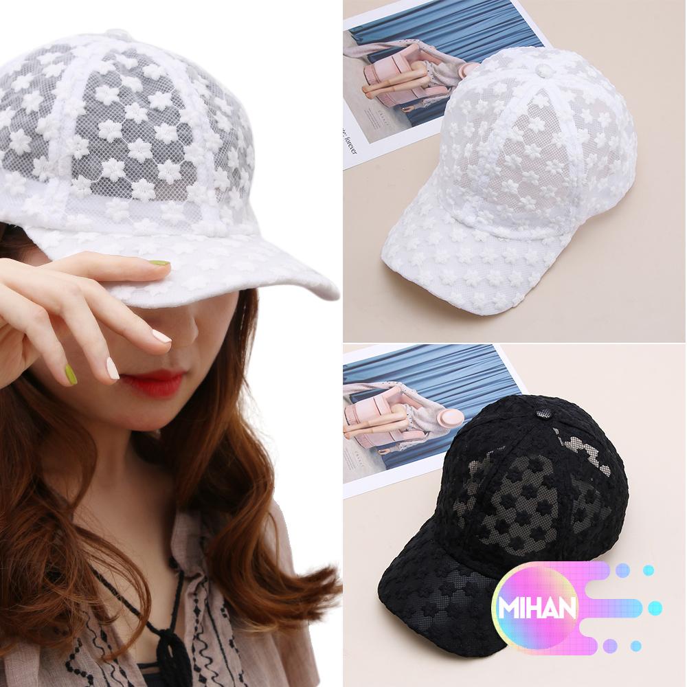 Mũ lưỡi trai phối ren lưới thoáng khí thời trang nhiều màu sắc tùy chọn dành cho nữ