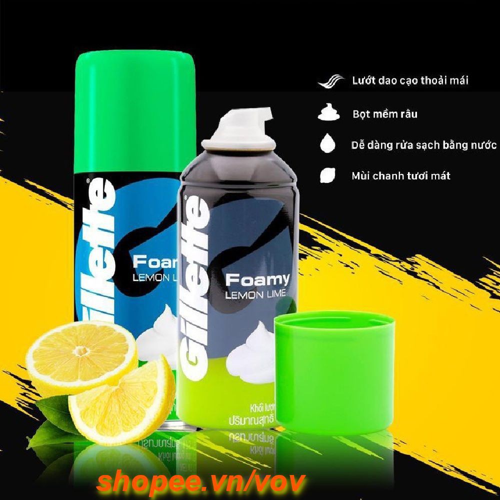 Bọt cạo râu Gillette Foamy Lemon Lime 175ml 100% chính hang, vov cung cấp và bảo trợ.