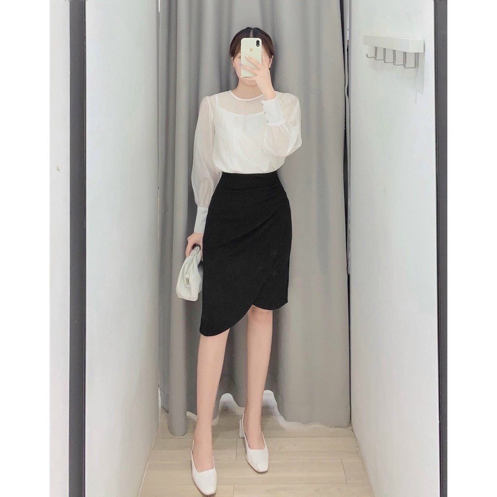 Chân váy chữ a kiểu vạt chéo điệu đà cao cao mã MP01