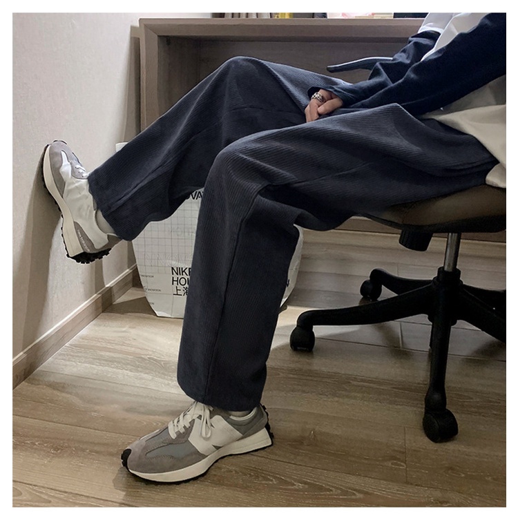 QUẦN NHUNG GÂN ỐNG RỘNG UNISEX MỀM ẤM, CỰC SANG, THIẾT KẾ FORM CẢ NAM VÀ NỮ