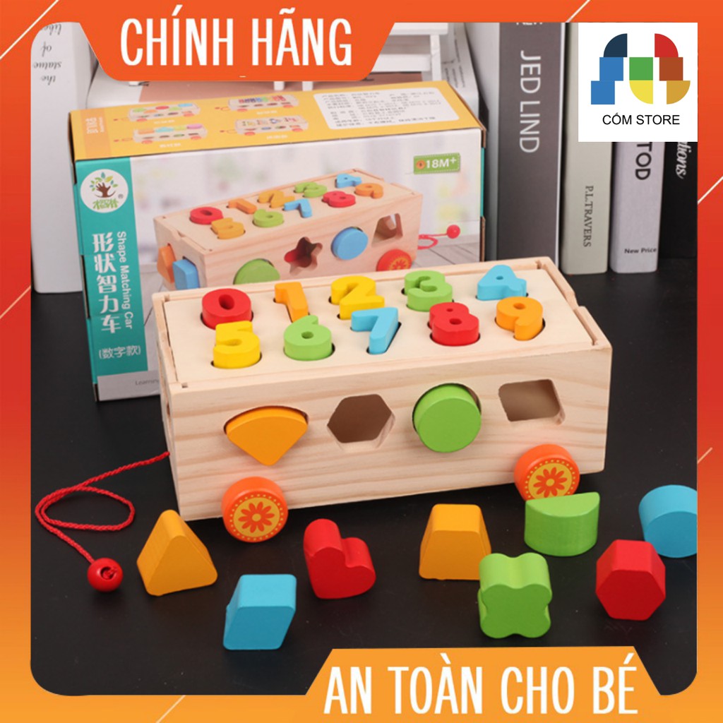 Đồ Chơi Xe Kéo Thả Hình Và Số Giúp Bé Học Hình Khối Màu Sắc Và Số Đếm
