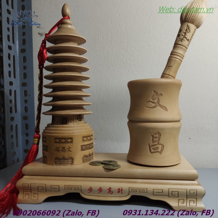 Ống bút văn xương  kèm bút văn xương tặng dây xu kết đồng tâm đồ phong thủy