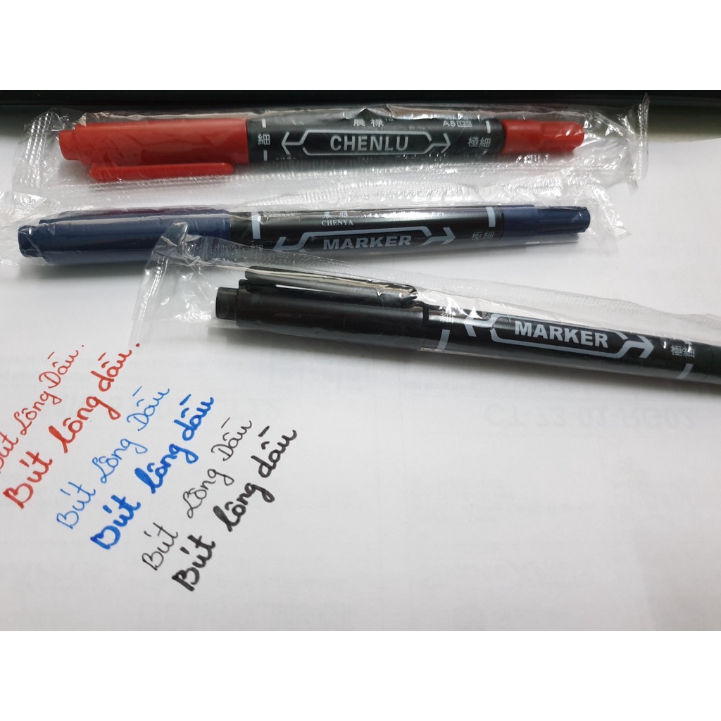 Bút lông dầu 2 đầu MARKER TAIWAN không xóa được tiện dụng