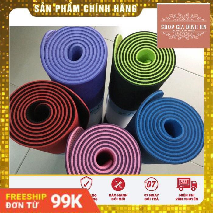 [Hàng Mới] THẢM YOGA 2 MẶT CAO CẤP THẢM TẬP YOGA TPE 2 LỚP 6MM CAO SU NON CÓ TÚI ĐỰNG THỜI TRANG