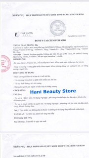 Canxi cá tuyết Bone's Calcium for kids tăng chiều cao Nhật Bản
