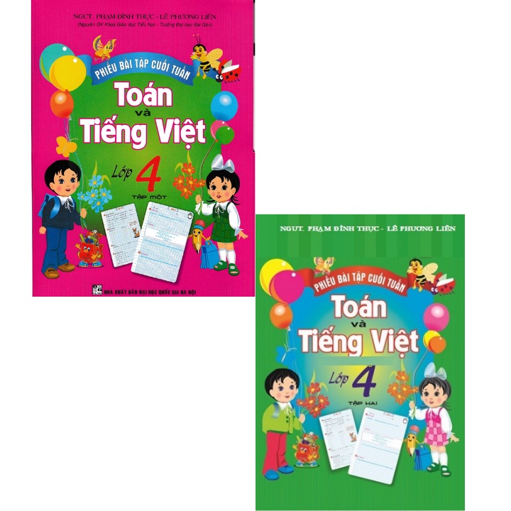 Sách - Combo Phiếu Bài Tập Cuối Tuần Toán - Tiếng Việt Lớp 4 (Bộ 2 Cuốn)