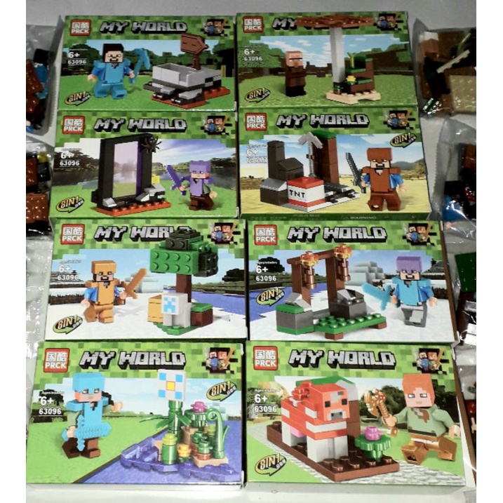 Lắp ráp 1 hộp MineCraft My World 63096 có nhiều chi tiết bằng nhựa ABS