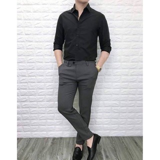 áo sơ mi ĐEN cổ bẻ Hàn quốc(có Voucher GIẢM GÍA)
