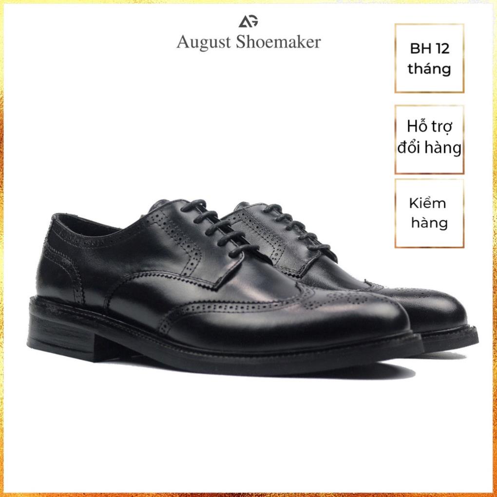 🥜 Giày da nam công sở cao cấp da bò nhập khẩu Derby Wingtip brogue Handmade August AGPM2D chính hãng bảo hành 12 tháng