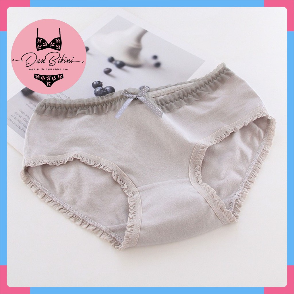 Quần Lót Nữ Cotton - Quần Lót nữ đính nơ viền ren cao cấp siêu co giãn DAN STORE mã SET06