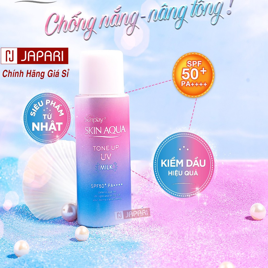 Kcn Skin Aqua Sunplay Tone Up MILK AUTH Kem Chống Nắng SkinAqua Kiềm Dầu Nâng Tông Cho Da Mặt Dầu Mụn Hỗn Hợp JAPARI