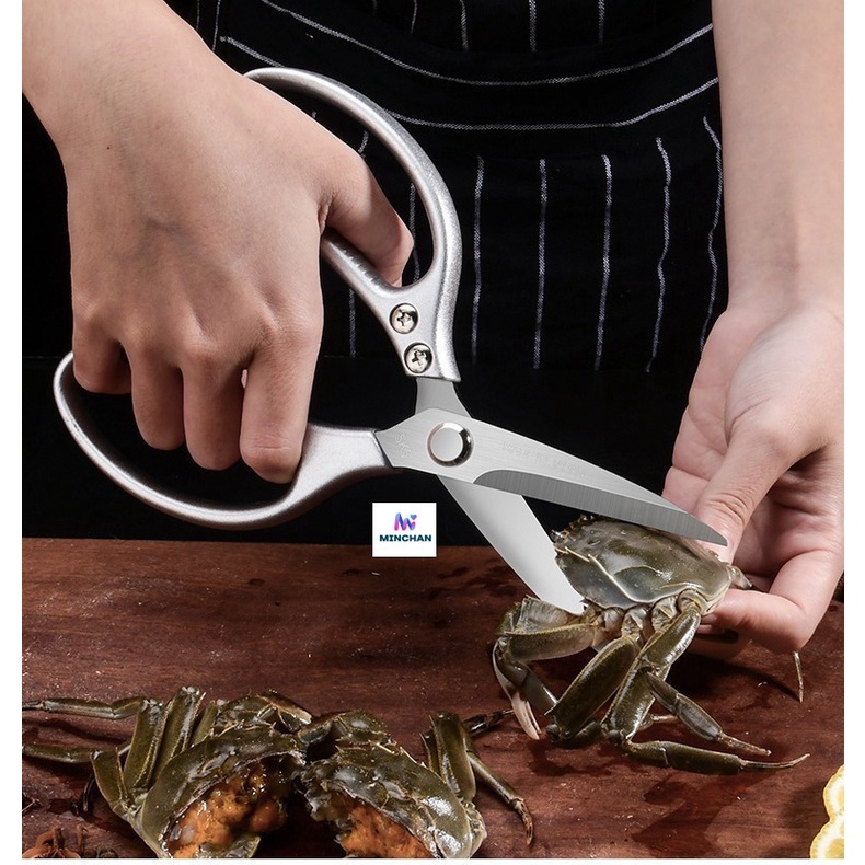 Kéo Bếp Cán Vàng Nhật Bản MINCHAN Siêu Sắc Bén, Đa Năng - Cắt Thịt, Thực Phẩm, Vải, Giấy Các Loại
