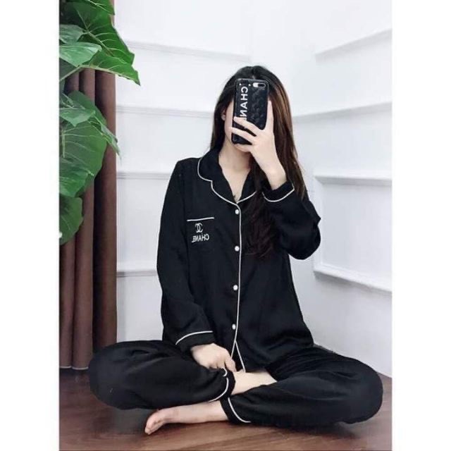 Bộ Mặc Nhà Nam Nữ Uniex Trơn Dài Tay Chất Lụa Siêu Mềm  P0