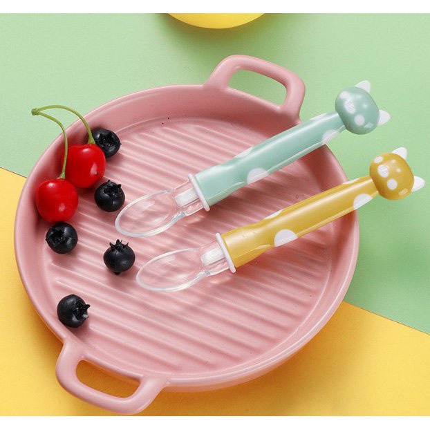 Thìa ăn dặm silicon siêu mềm hình đầu mèo an toàn cho bé