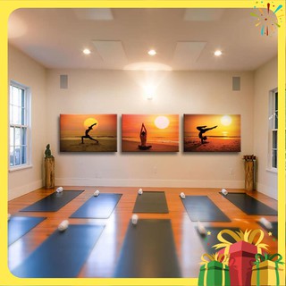 Bộ 3 tranh treo phòng Yoga  W564 Tranh ép gỗ MDF Size M (trung bình)
