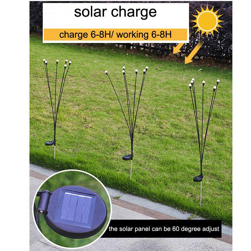 Đèn Led 6 Bóng Sử Dụng Năng Lượng Mặt Trời Chống Thấm Nước Hình Pháo Hoa Trang Trí Sân Vườn