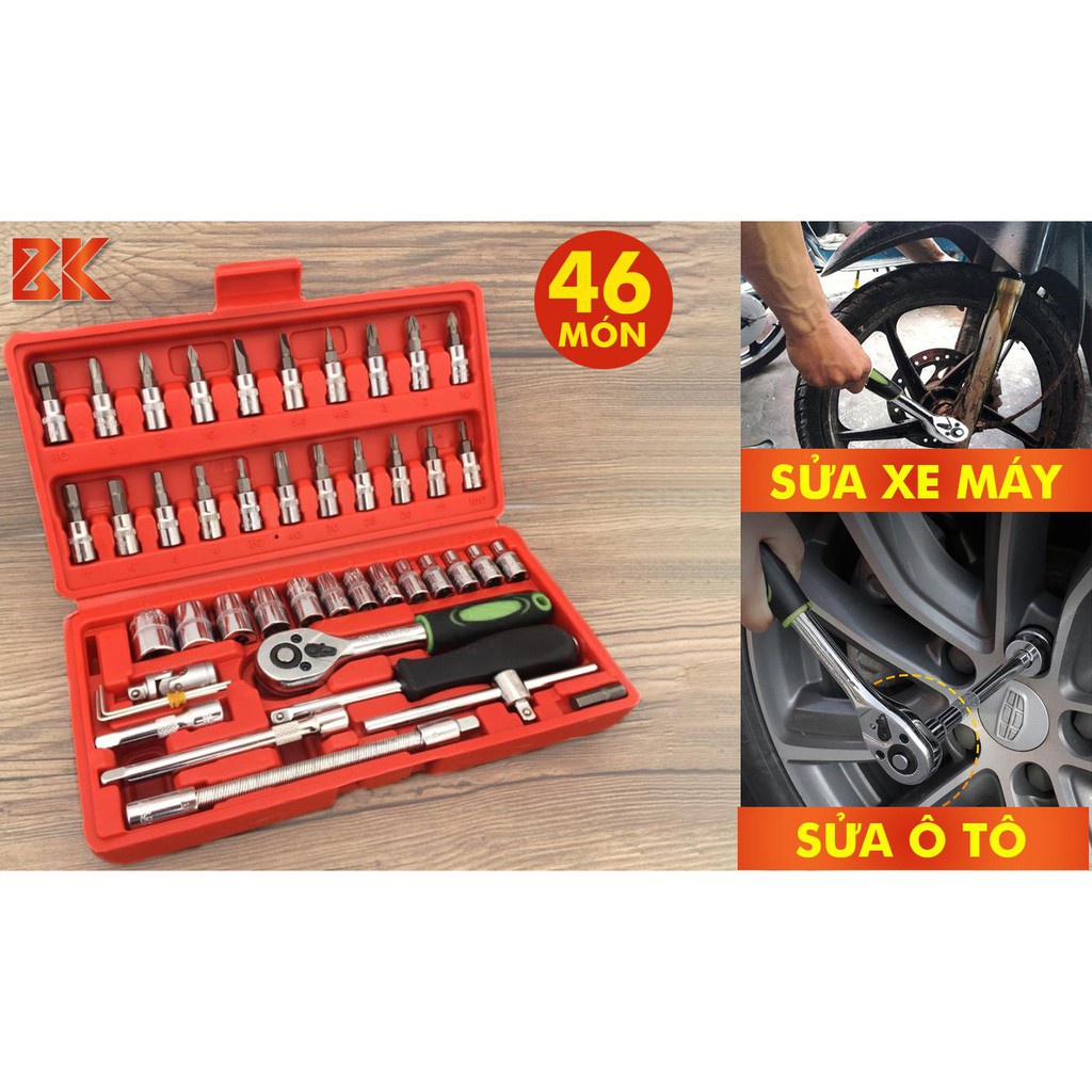 Bộ dụng cụ mở bu lông ốc vít, Sửa Chữa Ô Tô Xe Máy , đa năng 46 chi tiết