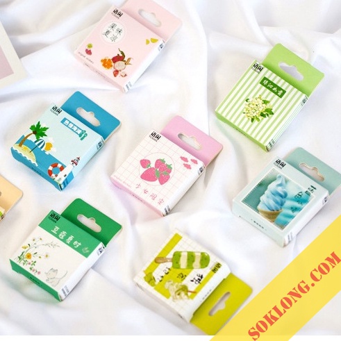 Hộp 45 Sticker nhãn dán Lá cây xanh, anh đào trang trí Bullet journal, album STI01