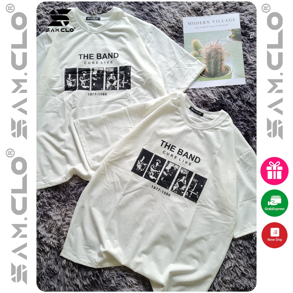 Áo thun tay lỡ nam nữ SAM CLO phông form rộng dáng Unisex, mặc lớp, nhóm, cặp in chữ THE BAND CURE LIVE