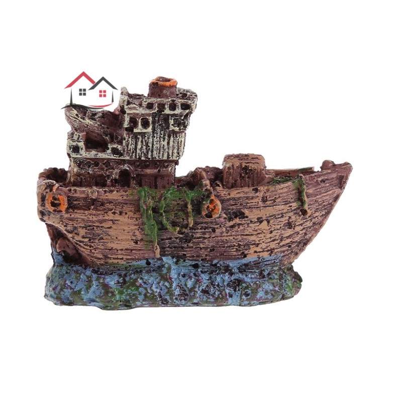 Mô Hình Trang Trí Bể Cá Cảnh Kiểu Tàu Đắm Độc Đáo