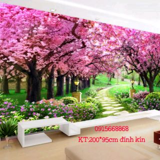 Tranh đính Kín Con đường hoa tím tình yêu KT 200*95cm