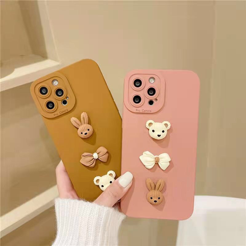 Ốp lưng iphone gấu thỏ nơ 3D 7plus/8plus/x/xs/xsmax/11/12/13