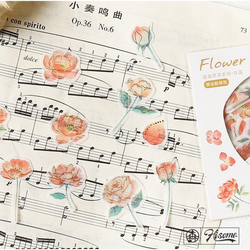 Bộ sticker hoa và cây (12 mẫu) trang trí sổ tay, scrapbook, planner,..