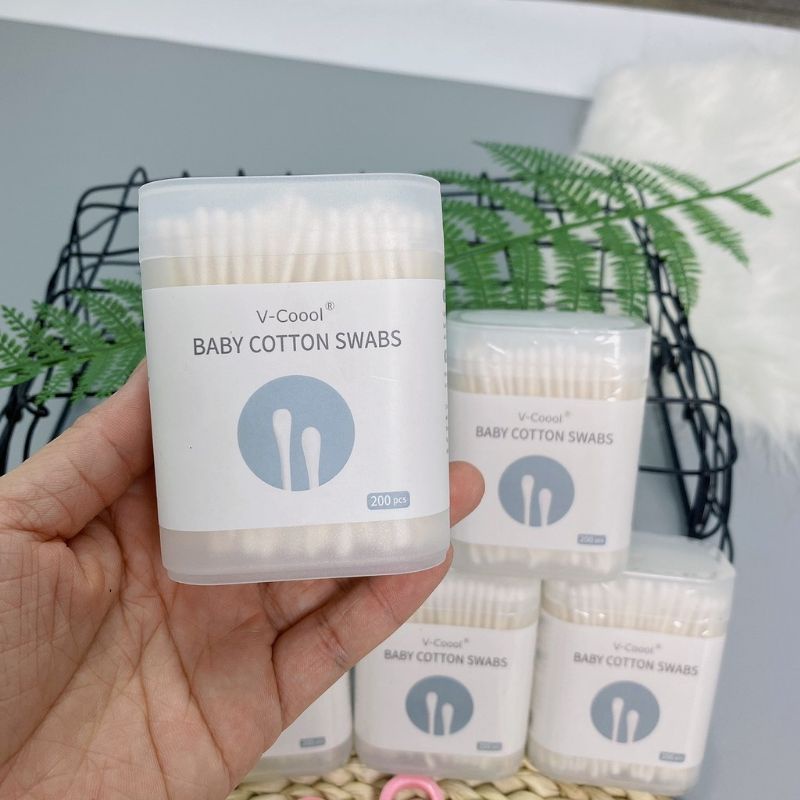 Hộp 400 Que Bông Tăm Thân Giấy Cao Cấp Trẻ Em Vcoool