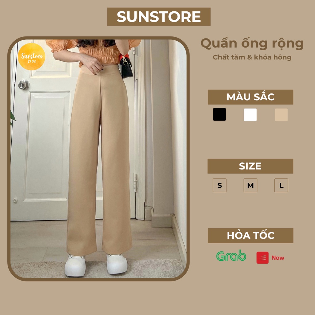 [Mã SKAMFSW175 giảm 10K đơn 50K] Quần ống rộng culottes suông dài chất dày cao cấp lưng cao 2 màu đen be hình thật