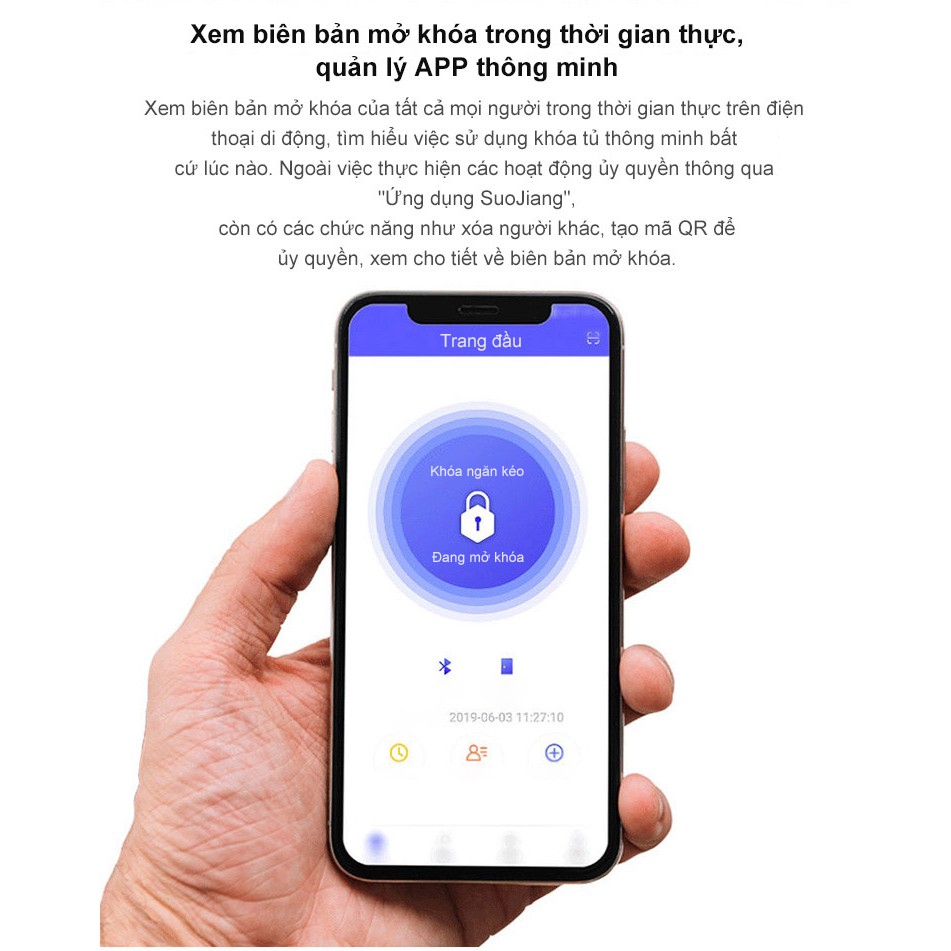 Khoá tủ thông minh sử dụng APP kết nối Bluetooth