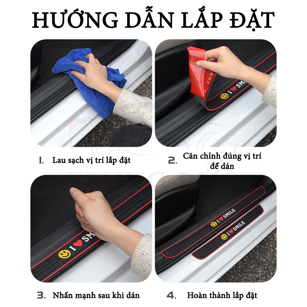 Ốp miếng nẹp cao su bậc cửa và nẹp cốp TRUNGDUCVN chống trầy xước bậc chân cửa và bậc cốp ô tô