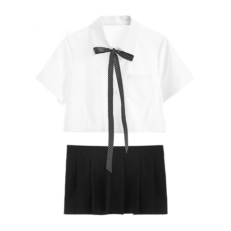 Đồ cosplay nữ sinh Hàn Quốc anime sexy đáng yêu váy xếp ly áo croptop kèm cà vạt nơ học sinh dễ thương BIKI HOUSE N716