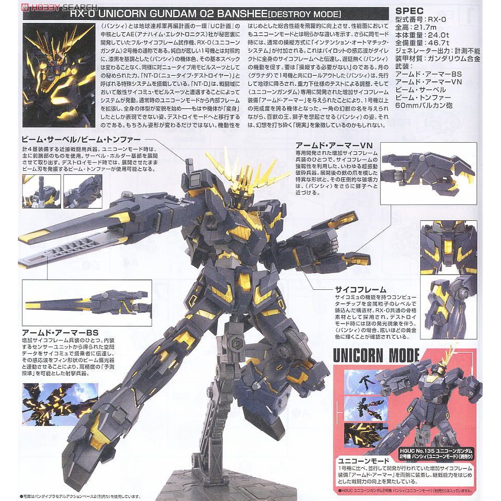 Mô hình Gundam HG UC Unicorn Gundam 02 Banshee  Bandai 4573102579836
