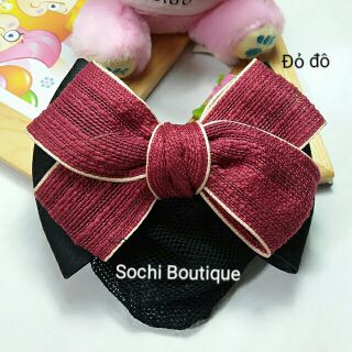 Kẹp búi nơ viền đỏ