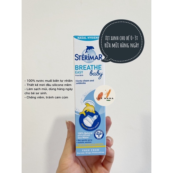Xịt mũi muối biển Sterimar cá heo cho bé sơ sinh