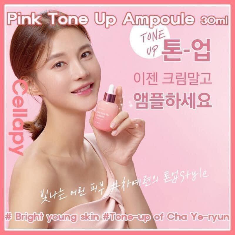 TINH CHẤT DƯỠNG TRẮNG CĂNG BÓNG NÂNG TONE DA CELLAPY PINK TONE UP AMPOULE | BigBuy360 - bigbuy360.vn