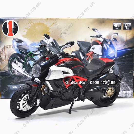 XE MÔ HÌNH TỈ LỆ 1:12 - MOTO DUCATI DIAVEL - H1TOY - CÓ ĐÈN ÂM THANH - 8644