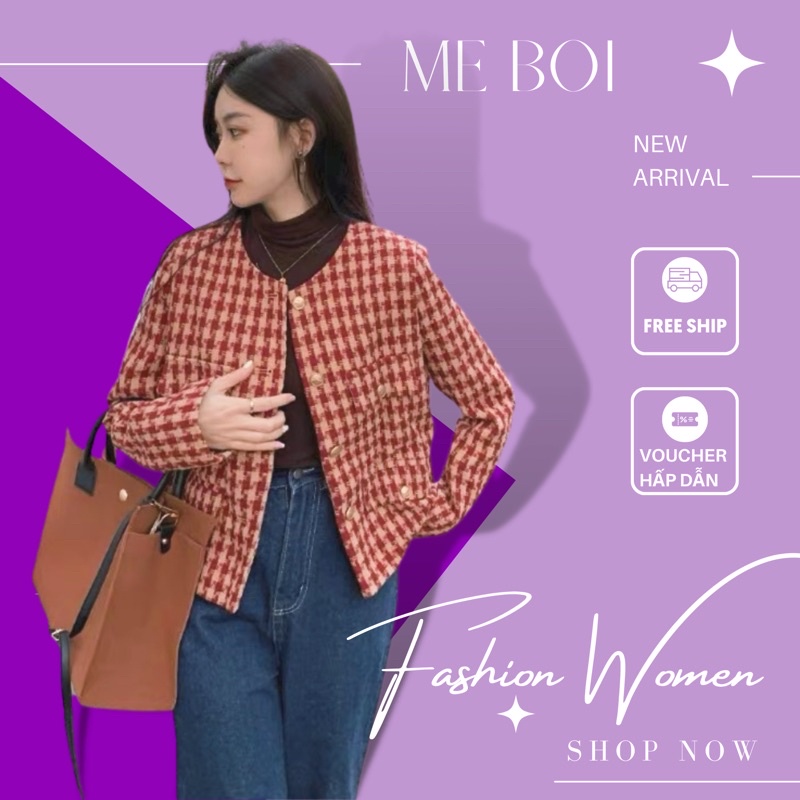 Áo dạ tweed họa tiết siêu xinh phong cách Hàn Quốc_ hàng ORDER có ẢNH thật