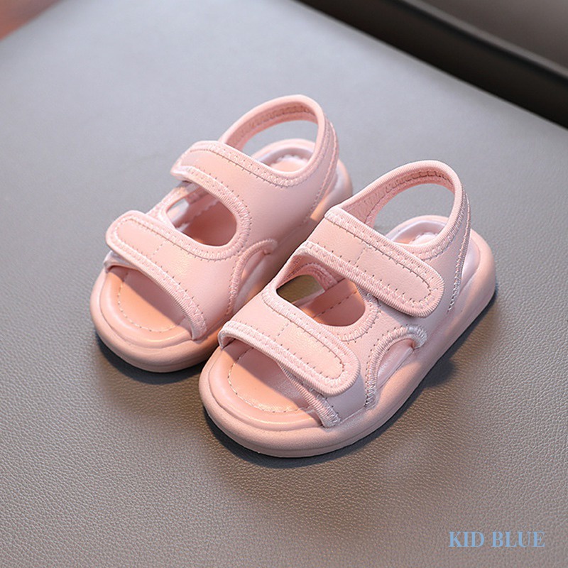 Giày Sandal Da Đế Mềm Màu Trơn Thoải Mái Chống Trượt Cho Bé