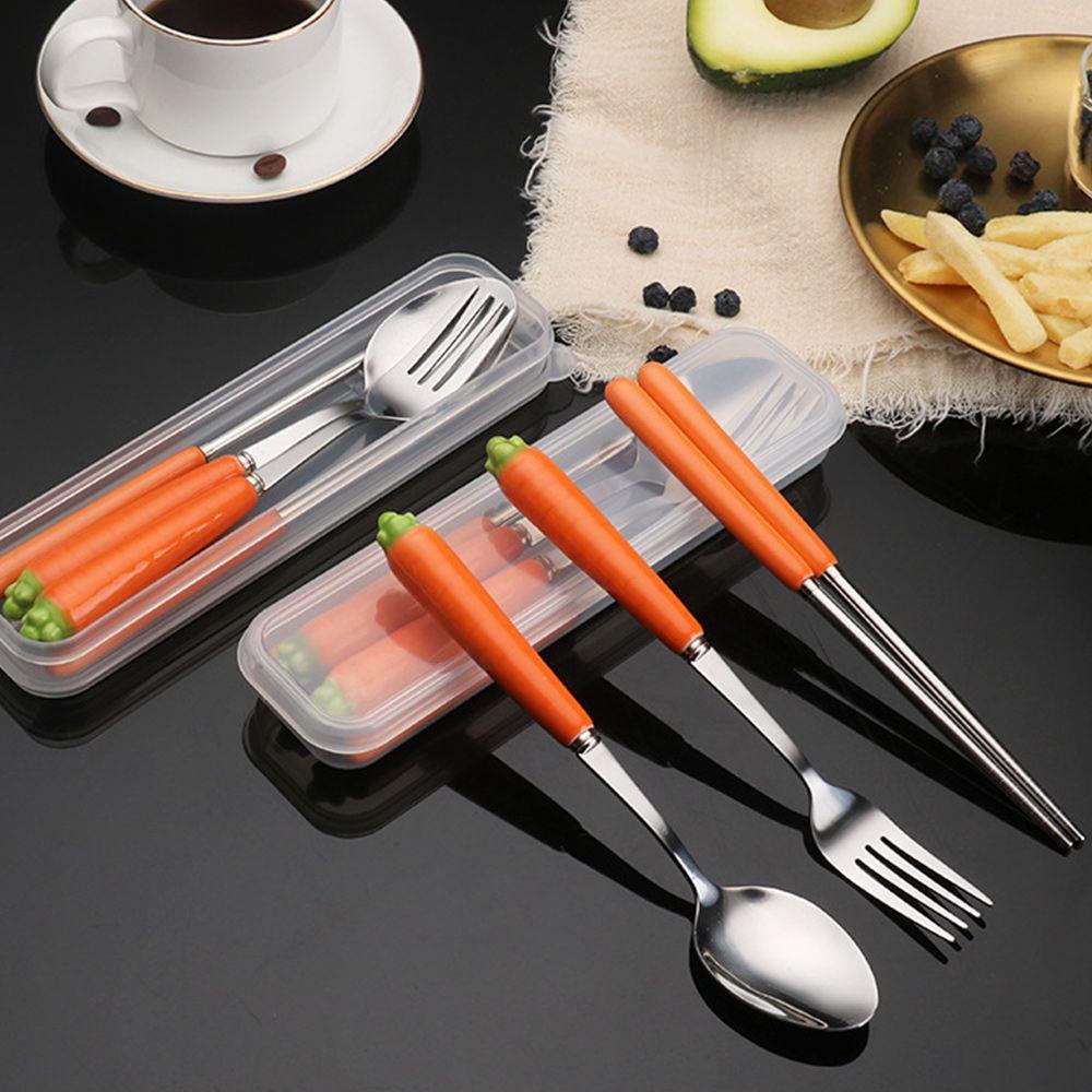 Bộ Dụng Cụ Ăn Uống Bằng Thép Không Gỉ Tay Cầm Sứ Tiện Dụng