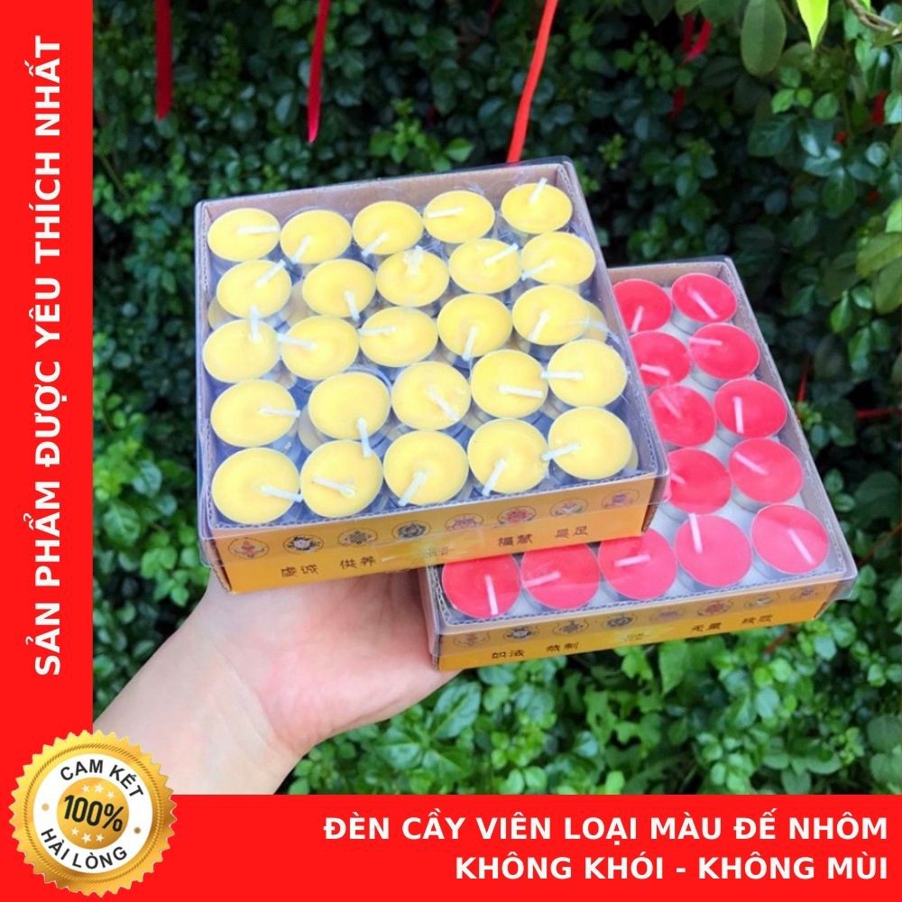 Đèn Cầy Viên Loại Màu Đế Nhôm - Không Mùi - Không Khói - Cửa Hàng Chú Sa Di Hoan Hỉ