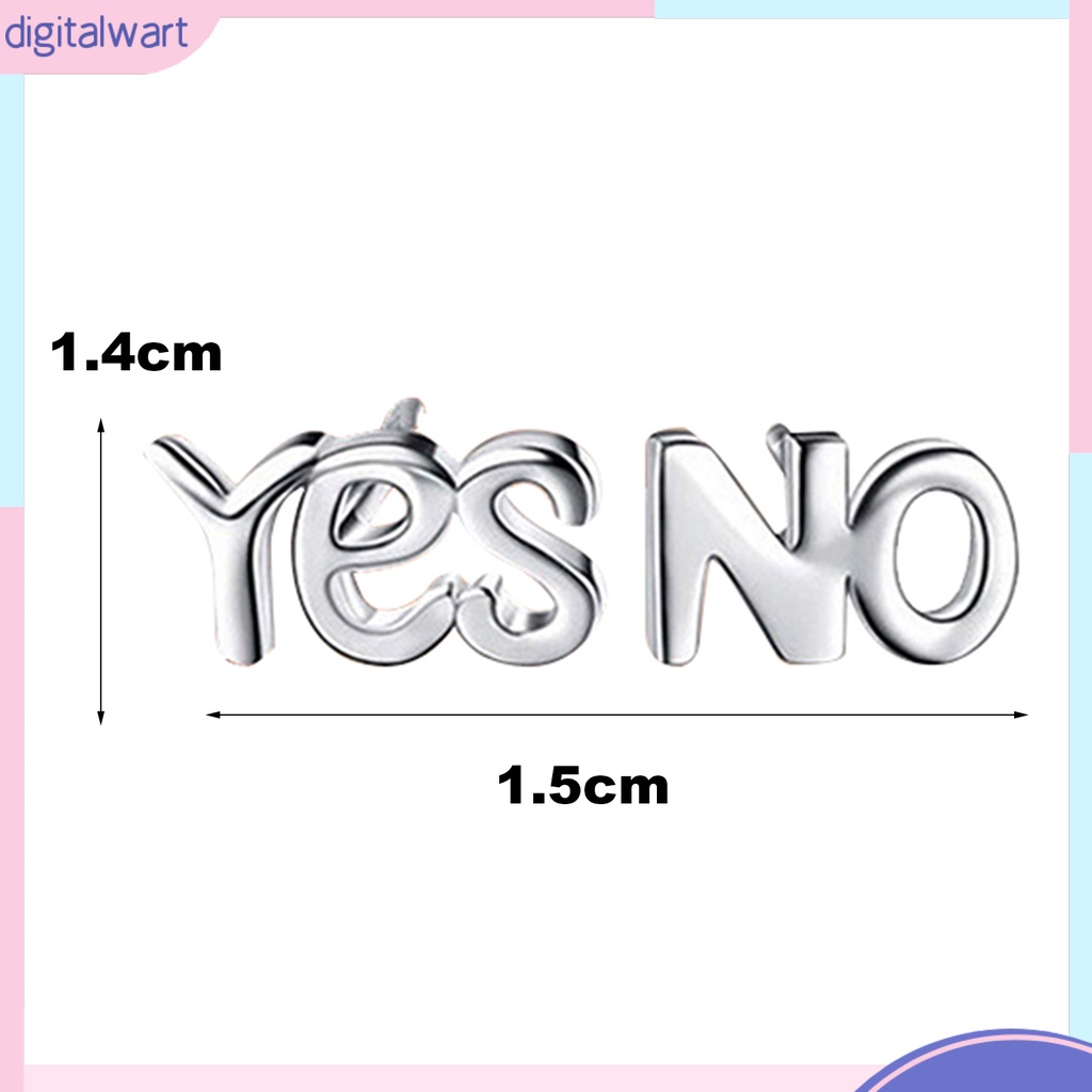 Bông tai mạ bạc hình chữ Yes No thời trang nữ